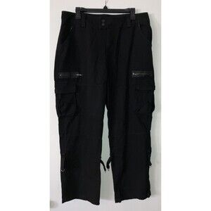 Women’s 2XL Black Cotton Combat Cargo Pants Trousers Casual Loose Bottoms Gothic